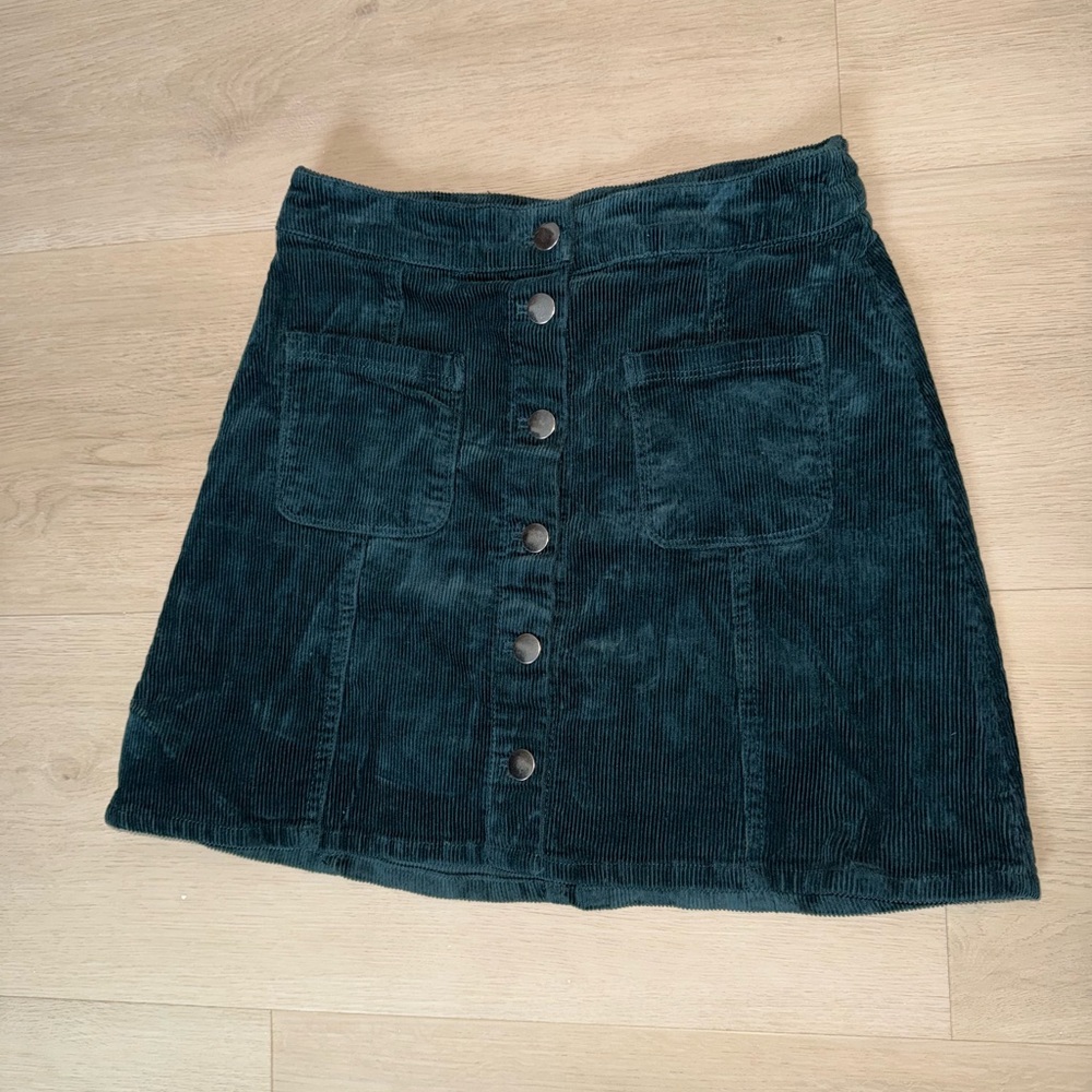 Divided Dark Green Corduroy Skirt